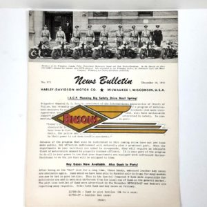 ORIGINAL HARLEY DEALER 1944 NEWS BULLETIN #973 – KNUCKLEHEAD