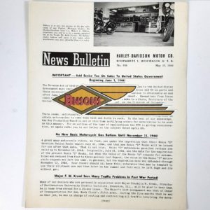 ORIGINAL HARLEY DEALER 1944 NEWS BULLETIN #958 – KNUCKLEHEAD