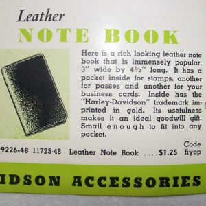 ORIGINAL HARLEY LEATHER NOTE BOOK #99226-48 PANHEAD – KNUCKLEHEAD