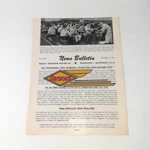 ORIGINAL HARLEY DEALER 1947 NEWS BULLETIN #1046 – KNUCKLEHEAD