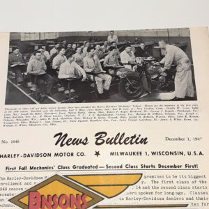 ORIGINAL HARLEY DEALER 1947 NEWS BULLETIN #1046 – KNUCKLEHEAD