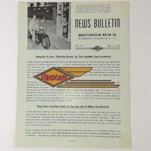 ORIGINAL HARLEY DEALER 1942 NEWS BULLETIN (ROBERT YOUNG) #912 – KNUCKLEHEAD