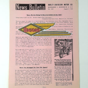 ORIGINAL HARLEY DEALER 1948 NEWS BULLETIN #1063 – PANHEAD, KNUCKLEHEAD