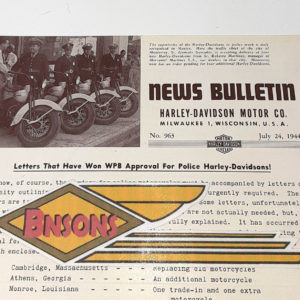 ORIGINAL HARLEY DEALER 1944 NEWS BULLETIN #963 – KNUCKLEHEAD