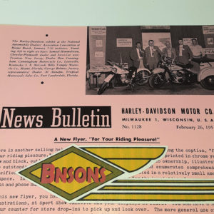 ORIGINAL HARLEY DEALER 1951 NEWS BULLETIN #1128 – PANHEAD, KNUCKLEHEAD