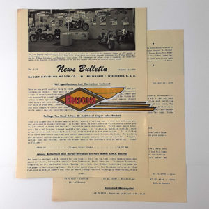 ORIGINAL HARLEY DEALER 1950 NEWS BULLETIN #1119 – KNUCKLEHEAD