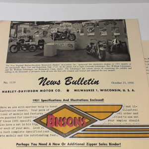 ORIGINAL HARLEY DEALER 1950 NEWS BULLETIN #1119 – KNUCKLEHEAD