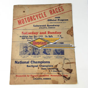 ORIGINAL HARLEY 1940 MOTORCYCLE RACE PROGRAM, ATLANTA, GEORGIA – WLDR, KNU