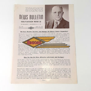 ORIGINAL HARLEY DEALER 1945 NEWS BULLETIN #982 – KNUCKLEHEAD