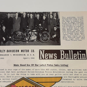 ORIGINAL HARLEY DEALER 1946 NEWS BULLETIN #1003 – KNUCKLEHEAD