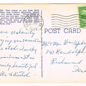 Vintage Postcard – 1949 Rock City Gardens, Lookout Mountain, Tenn.