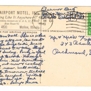 Vintage Postcard – 1949 Moline Airport Motel, Moline, Ill.