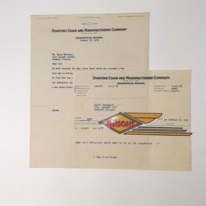 ORIGINAL FACTORY 1938 “DIAMOND CHAIN” LETTERHEAD- HARLEY KNUCKLEHEAD