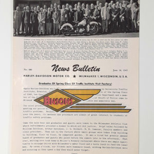 ORIGINAL HARLEY DEALER 1945 NEWS BULLETIN #986 – KNUCKLEHEAD