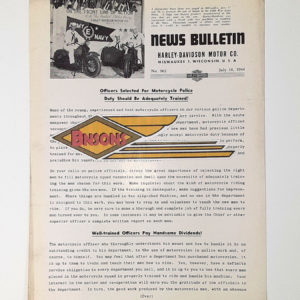 ORIGINAL HARLEY DEALER 1944 NEWS BULLETIN #962 – KNUCKLEHEAD