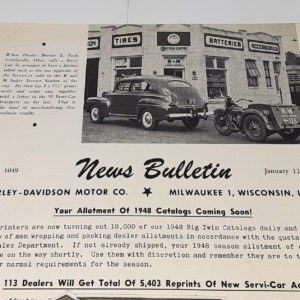 ORIGINAL HARLEY DEALER 1948 NEWS BULLETIN #1049 – PANHEAD, KNUCKLEHEAD