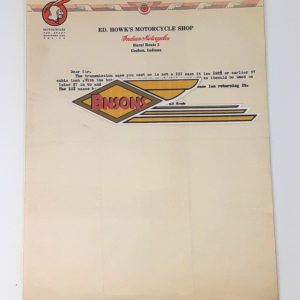 ORIG 1940’s INDIAN DEALER LETTERHEAD (ED HOWK) GOSHEN, IND-HARLEY KNUCKLEHEAD