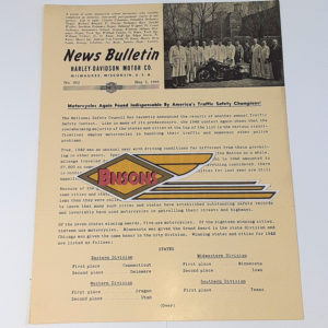 ORIGINAL HARLEY DEALER 1943 NEWS BULLETIN #932 – KNUCKLEHEAD