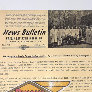 ORIGINAL HARLEY DEALER 1943 NEWS BULLETIN #932 – KNUCKLEHEAD