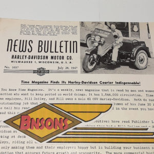 ORIGINAL HARLEY DEALER 1947 NEWS BULLETIN #1037 – KNUCKLEHEAD