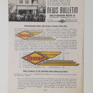 ORIGINAL HARLEY DEALER 1946 NEWS BULLETIN #1021 – KNUCKLEHEAD