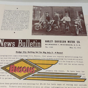 ORIGINAL HARLEY DEALER 1952 NEWS BULLETIN #1160 – PANHEAD, KNUCKLEHEAD