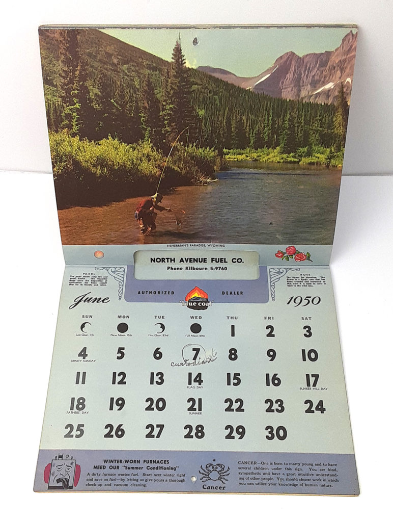 Vintage 1950 North Ave Fuel Company Wall Calendar – The Flying Dutchgirl