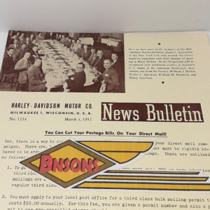 ORIGINAL HARLEY DEALER 1952 NEWS BULLETIN #1154 – PANHEAD, KNUCKLEHEAD