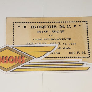 ORIGINAL HARLEY 1939 IROQUOIS M/C (1st ANNIVERSARY PARTY) TICKET- KNUCKLEHEAD