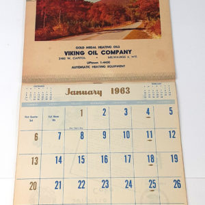 Vintage 1963 Viking Oil Company, Milwaukee, Wis. Wall Calendar