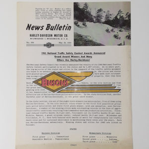 ORIGINAL HARLEY DEALER 1944 NEWS BULLETIN #959 – KNUCKLEHEAD