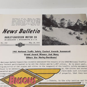 ORIGINAL HARLEY DEALER 1944 NEWS BULLETIN #959 – KNUCKLEHEAD