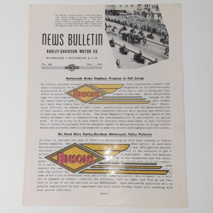 ORIGINAL HARLEY DEALER 1945 NEWS BULLETIN #983 – KNUCKLEHEAD