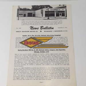 ORIGINAL HARLEY DEALER 1947 NEWS BULLETIN #1040 – KNUCKLEHEAD