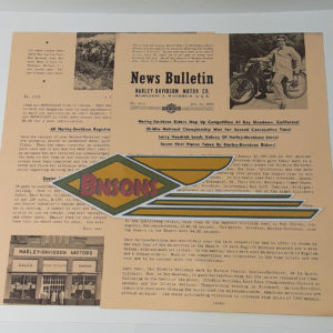 ORIGINAL HARLEY DEALER 1950 NEWS BULLETIN #1112 – PANHEAD, KNUCKLEHEAD