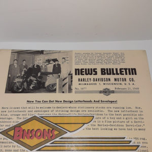 ORIGINAL HARLEY DEALER 1949 NEWS BULLETIN #1077 – PANHEAD, KNUCKLEHEAD