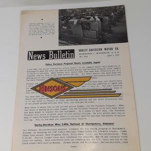 ORIGINAL HARLEY DEALER 1947 NEWS BULLETIN #1033 – KNUCKLEHEAD