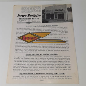 ORIGINAL HARLEY DEALER 1947 NEWS BULLETIN #1026 – KNUCKLEHEAD