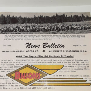 ORIGINAL HARLEY DEALER 1946 NEWS BULLETIN #1013 – KNUCKLEHEAD