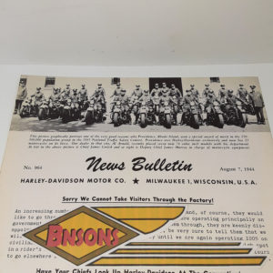 ORIGINAL HARLEY DEALER 1944 NEWS BULLETIN #964 – KNUCKLEHEAD