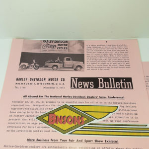 ORIGINAL HARLEY DEALER 1951 NEWS BULLETIN #1146 – PANHEAD, KNUCKLEHEAD