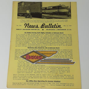 ORIGINAL HARLEY DEALER 1949 NEWS BULLETIN #1083 – PANHEAD, KNUCKLEHEAD