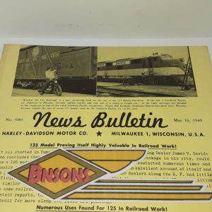 ORIGINAL HARLEY DEALER 1949 NEWS BULLETIN #1083 – PANHEAD, KNUCKLEHEAD