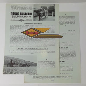 ORIGINAL HARLEY DEALER 1952 NEWS BULLETIN #1162 – PANHEAD, KNUCKLEHEAD