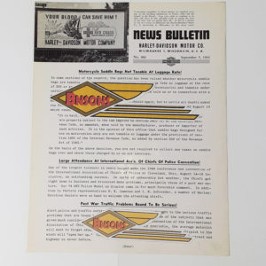 ORIGINAL HARLEY DEALER 1944 NEWS BULLETIN #966 – KNUCKLEHEAD