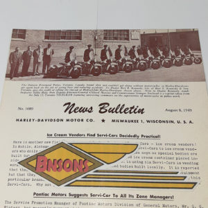 ORIGINAL HARLEY DEALER 1949 NEWS BULLETIN #1089 – KNUCKLEHEAD