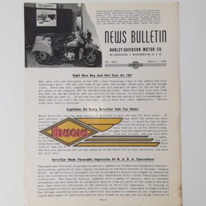 ORIGINAL HARLEY DEALER 1948 NEWS BULLETIN #1052 – PANHEAD, KNUCKLEHEAD