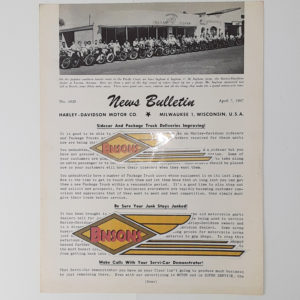 ORIGINAL HARLEY DEALER 1947 NEWS BULLETIN #1029 – KNUCKLEHEAD