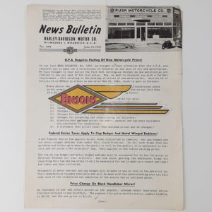 ORIGINAL HARLEY DEALER 1946 NEWS BULLETIN #1008 – KNUCKLEHEAD