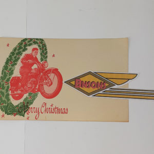 ORIGINAL HARLEY 1953 “HUMMER TELE-GLIDE” CHRISTMAS POST CARD-KNUCKLEHEAD